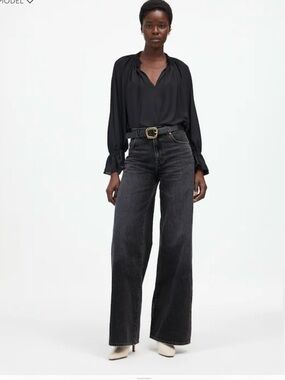 Madewell Black Super Wide Leg Jeans